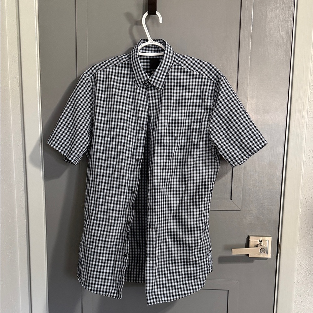 H&M Men's Monochrome Checkered Button Down Shirt